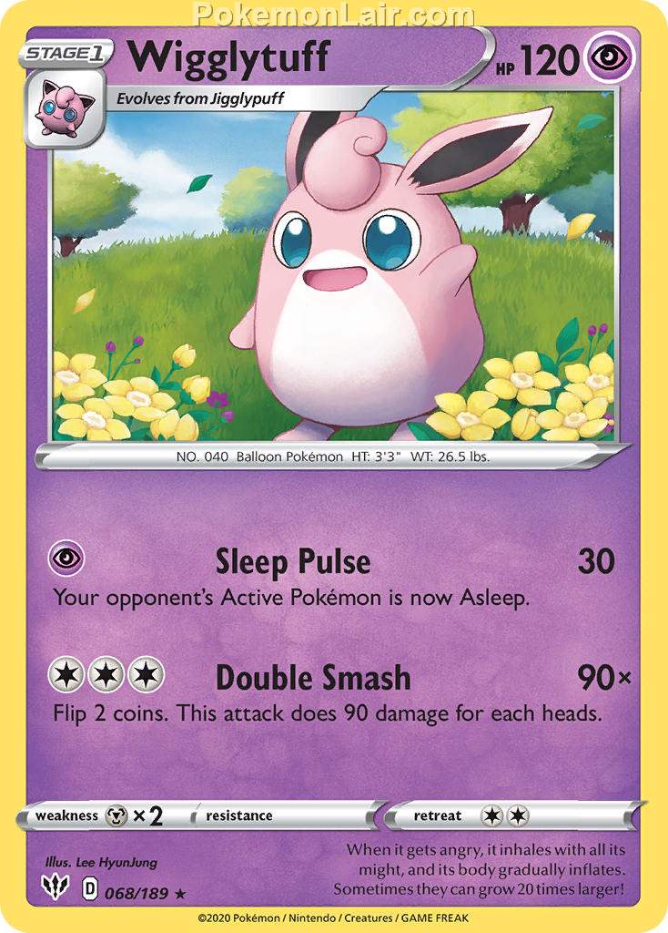 2020 Pokemon Trading Card Game Sword Shield – Darkness Ablaze Price List – 68 Wigglytuff