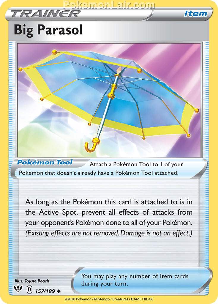 2020 Pokemon Trading Card Game Sword Shield – Darkness Ablaze Set List – 157 Big Parasol