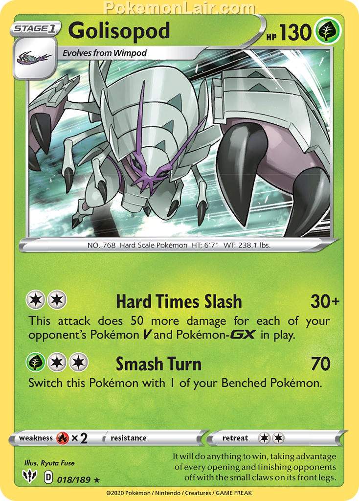 2020 Pokemon Trading Card Game Sword Shield – Darkness Ablaze Set List – 18 Golisopod