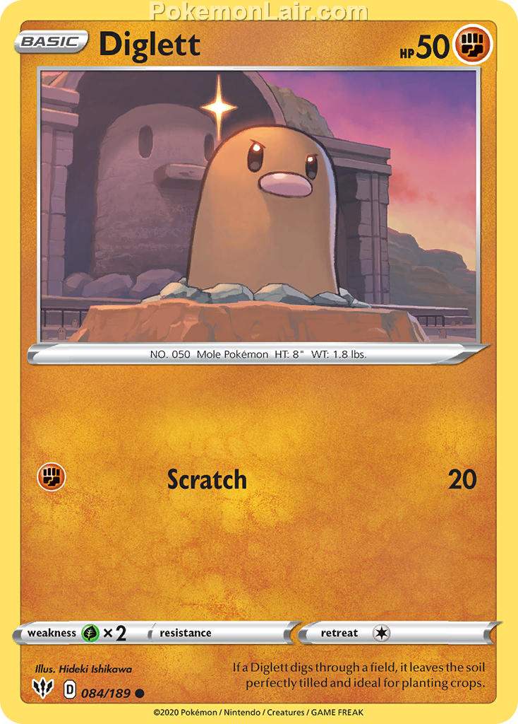 2020 Pokemon Trading Card Game Sword Shield – Darkness Ablaze Set List – 84 Diglett