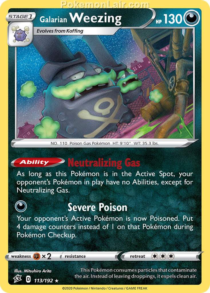 2020 Pokemon Trading Card Game Sword Shield – Rebel Clash Price List – 113 Galarian Weezing