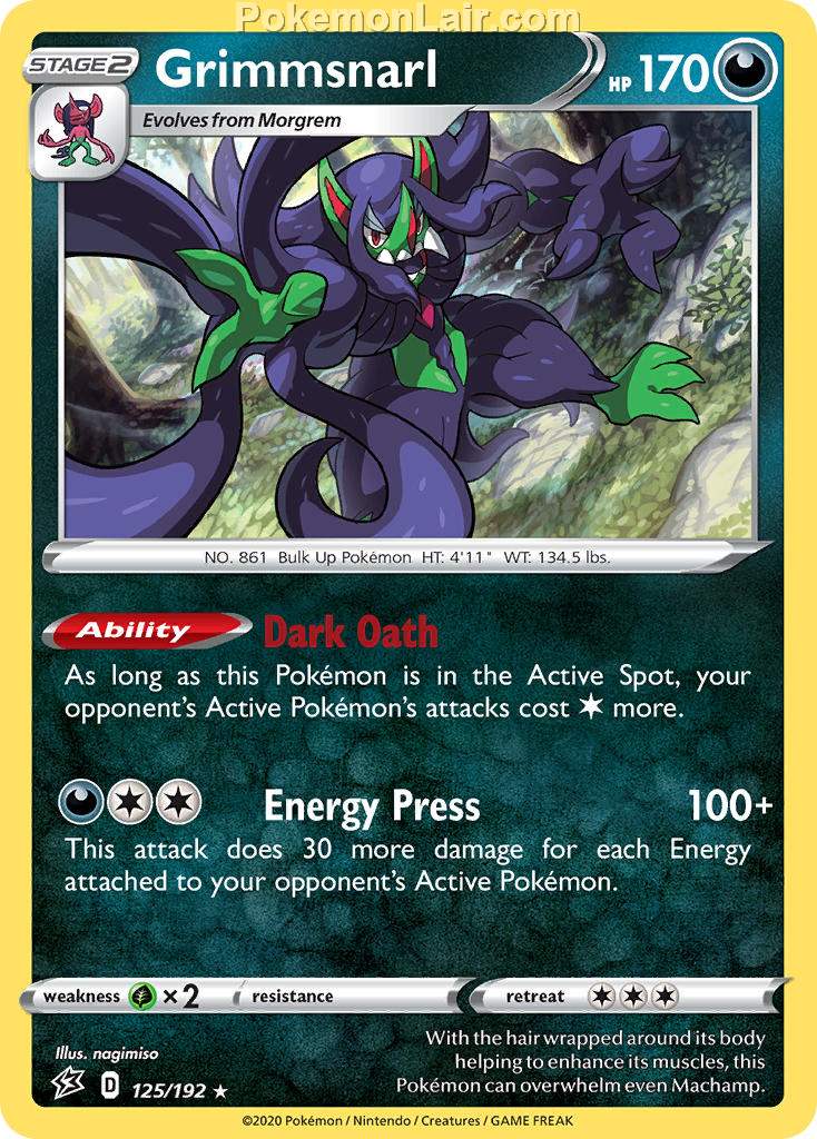 2020 Pokemon Trading Card Game Sword Shield – Rebel Clash Price List – 125 Grimmsnarl