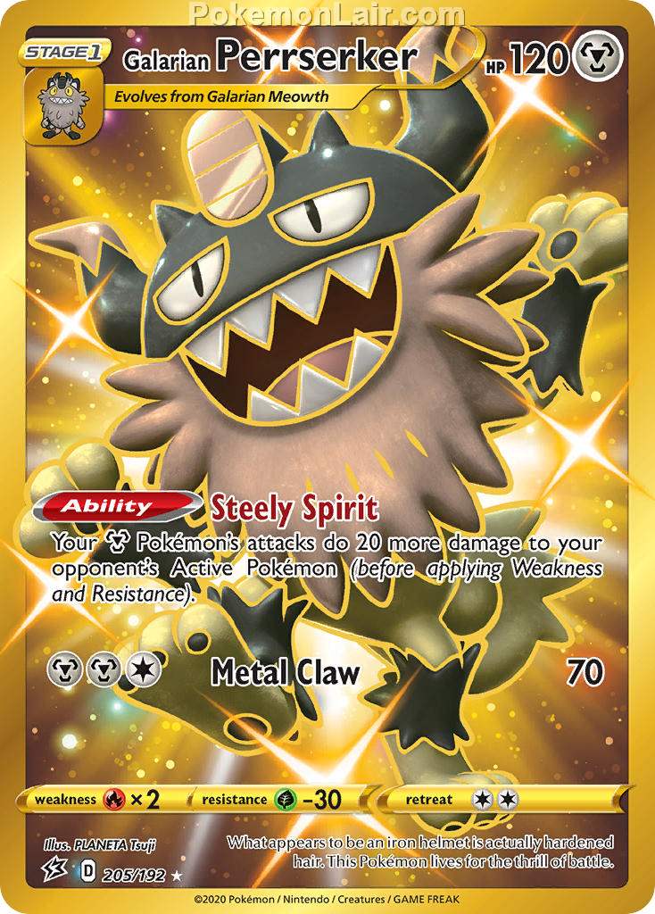 2020 Pokemon Trading Card Game Sword Shield – Rebel Clash Price List – 205 Galarian Perrserker