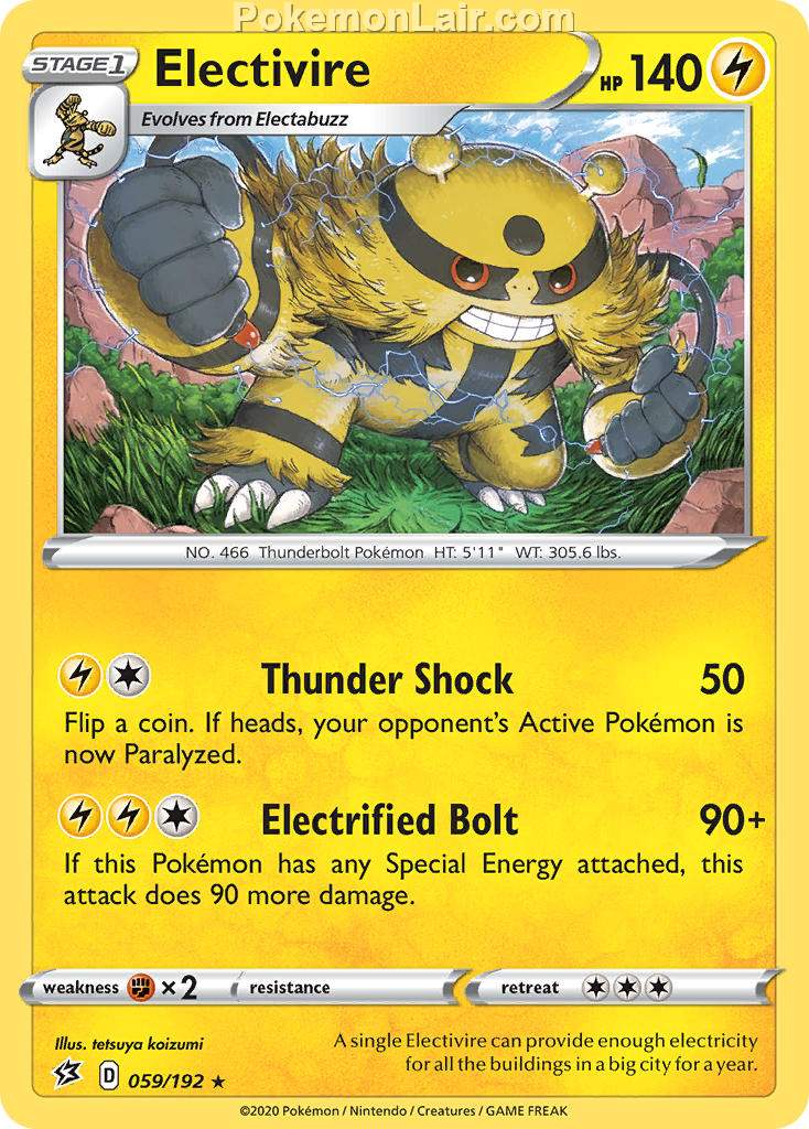 2020 Pokemon Trading Card Game Sword Shield – Rebel Clash Price List – 59 Electivire