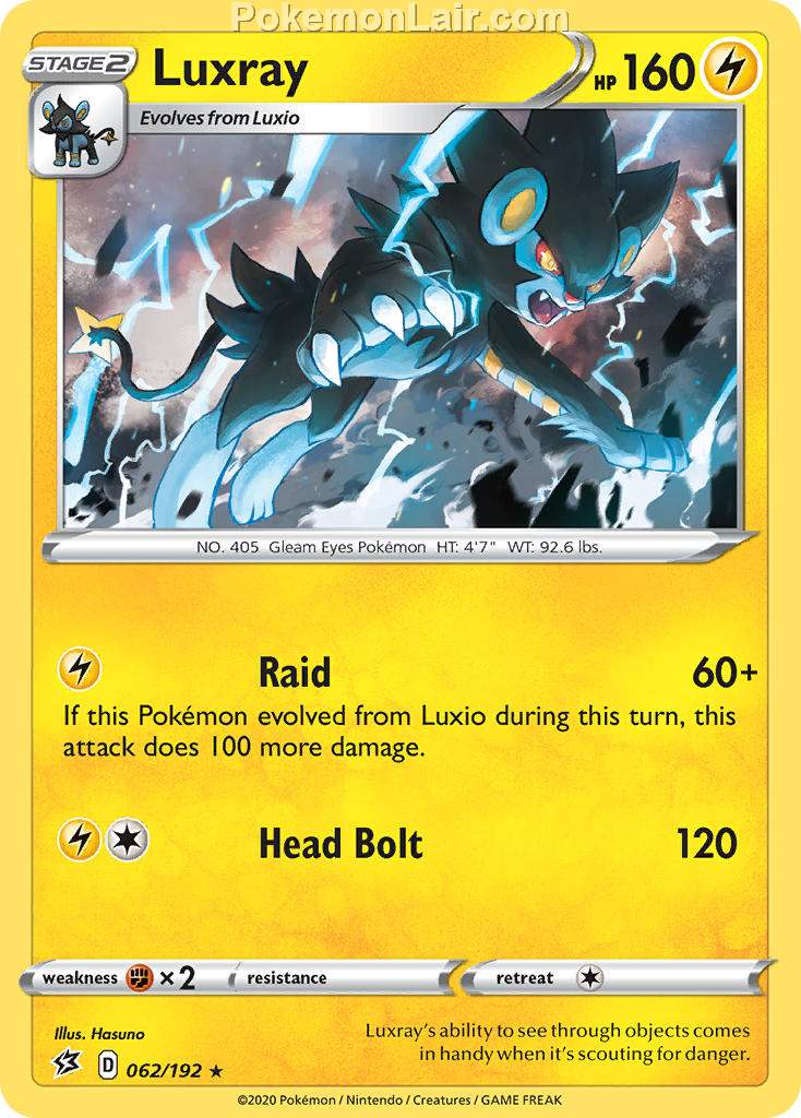 2020 Pokemon Trading Card Game Sword Shield – Rebel Clash Price List – 62 Luxray