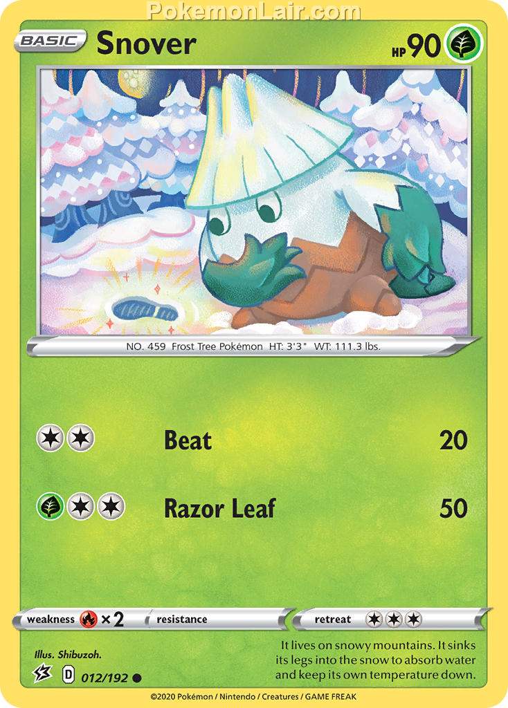 2020 Pokemon Trading Card Game Sword Shield – Rebel Clash Set List – 12 Snover