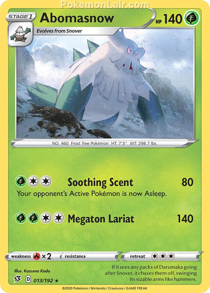 2020 Pokemon Trading Card Game Sword Shield – Rebel Clash Set List – 13 Abomasnow