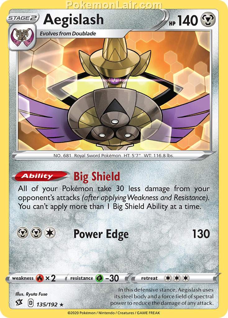 2020 Pokemon Trading Card Game Sword Shield – Rebel Clash Set List – 135 Aegislash