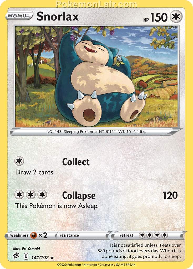 2020 Pokemon Trading Card Game Sword Shield – Rebel Clash Set List – 141 Snorlax