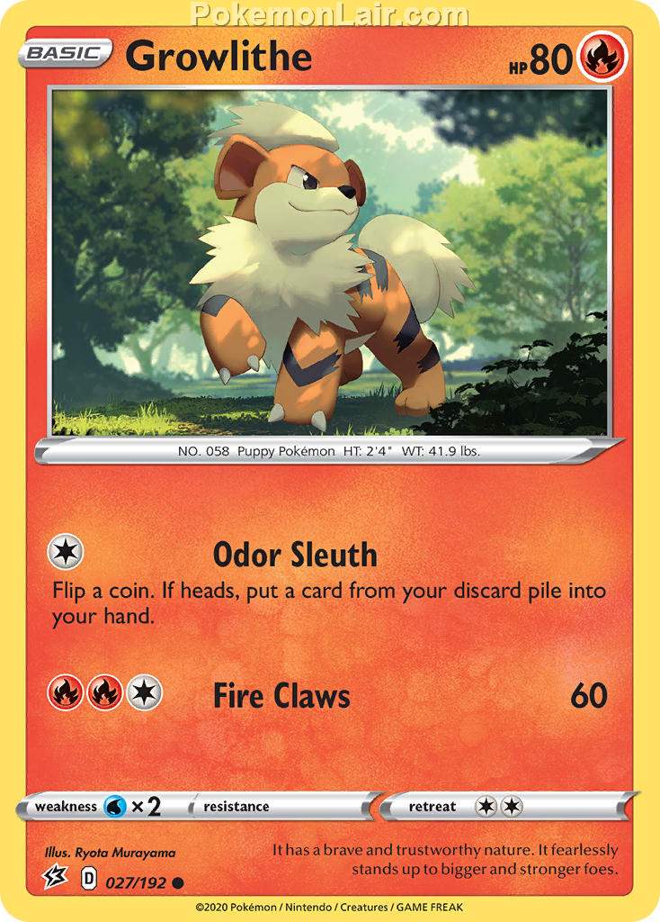 2020 Pokemon Trading Card Game Sword Shield – Rebel Clash Set List – 27 Growlithe