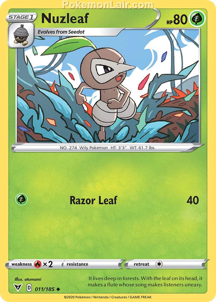 2020 Pokemon Trading Card Game Sword Shield – Vivid Voltage Price List – 11 Nuzleaf