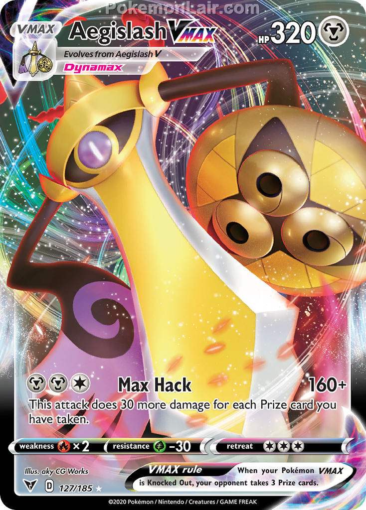 2020 Pokemon Trading Card Game Sword Shield – Vivid Voltage Price List – 127 Aegislash VMAX