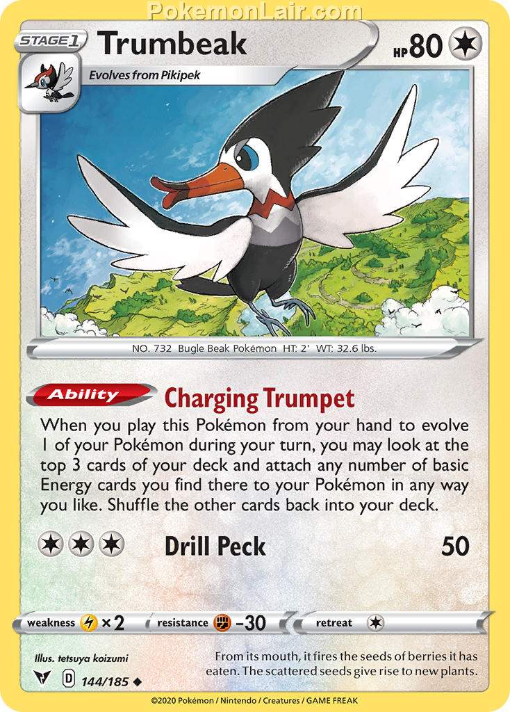 2020 Pokemon Trading Card Game Sword Shield – Vivid Voltage Price List – 144 Trumbeak