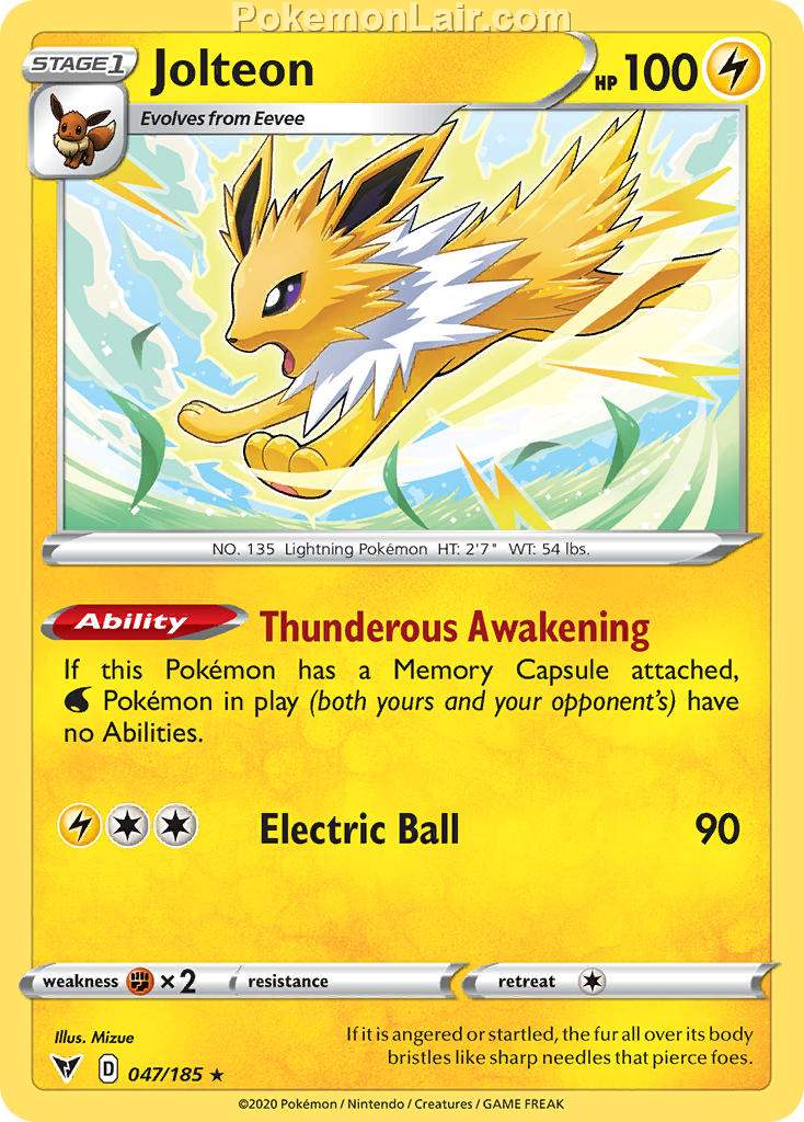 2020 Pokemon Trading Card Game Sword Shield – Vivid Voltage Price List – 47 Jolteon