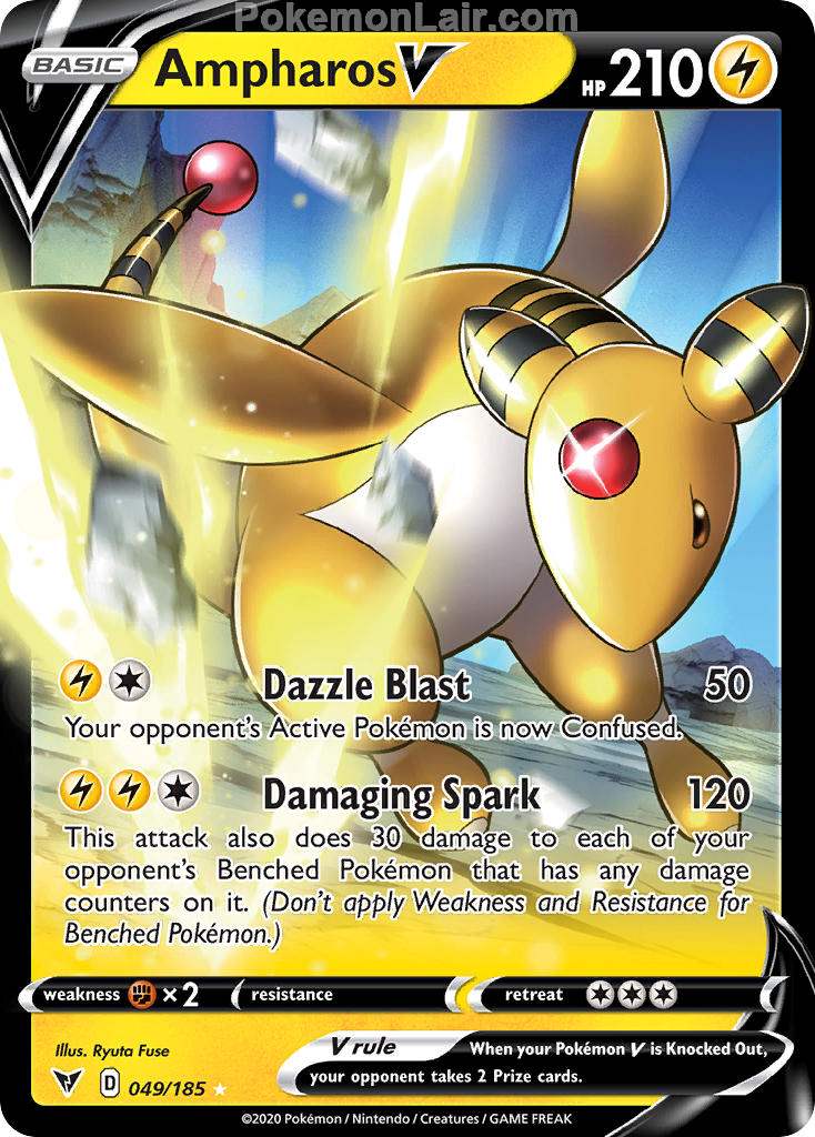 2020 Pokemon Trading Card Game Sword Shield – Vivid Voltage Price List – 49 Ampharos V