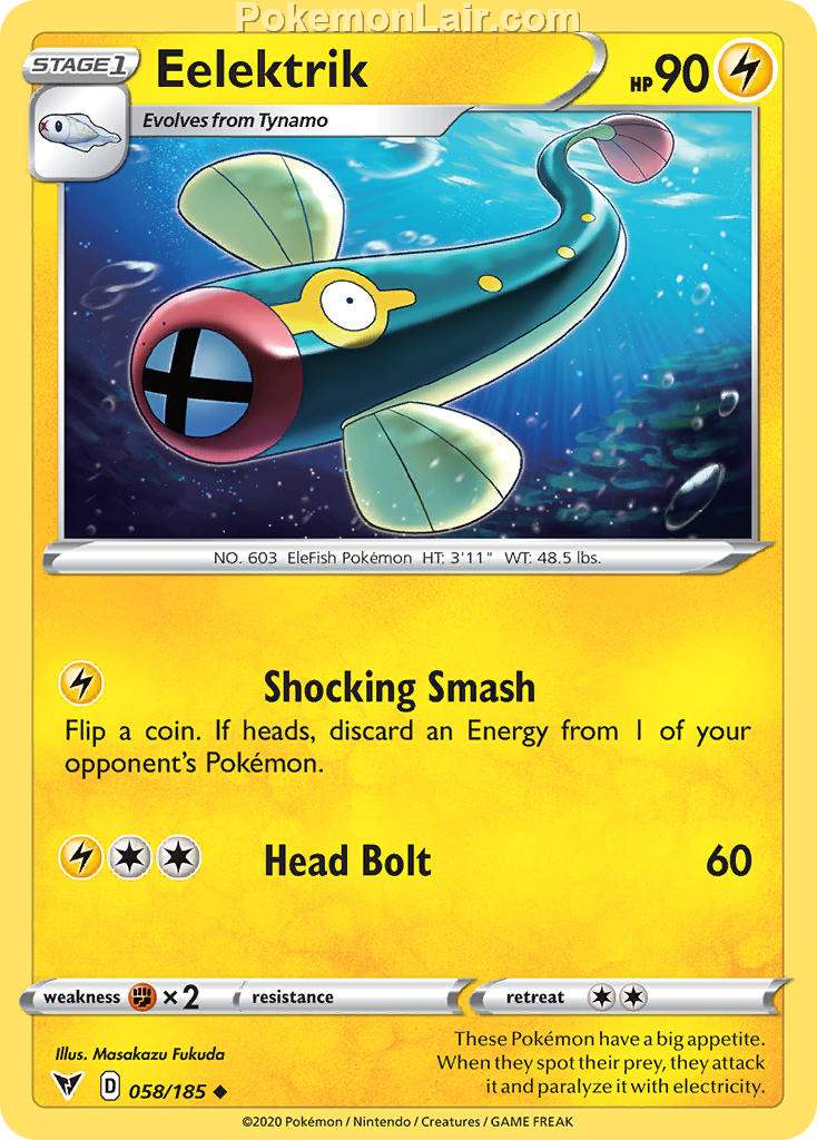 2020 Pokemon Trading Card Game Sword Shield – Vivid Voltage Price List – 58 Eelektrik