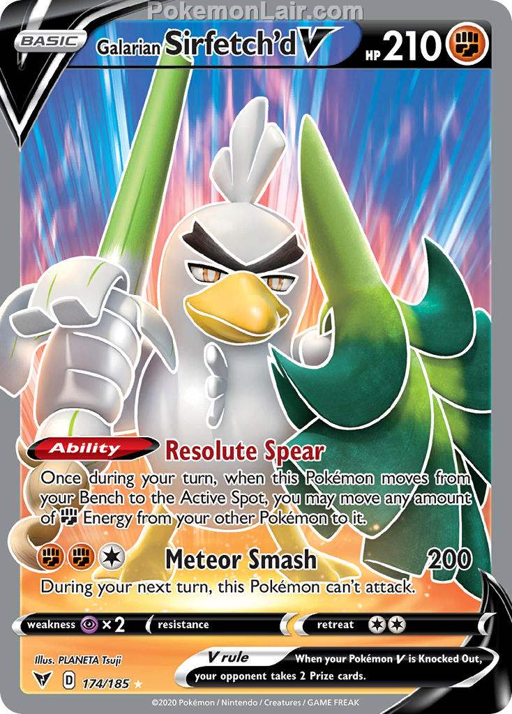 2020 Pokemon Trading Card Game Sword Shield – Vivid Voltage Set List – 174 Galarian Sirfetchd V