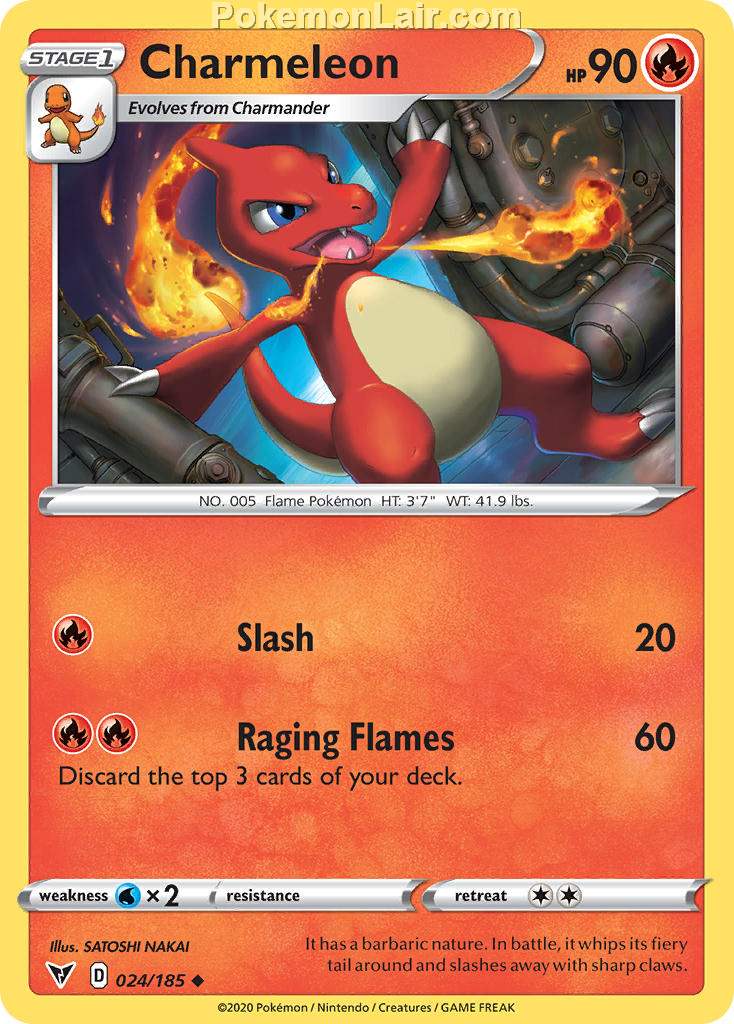 2020 Pokemon Trading Card Game Sword Shield – Vivid Voltage Set List – 24 Charmeleon