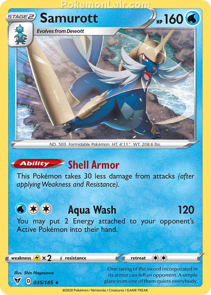 2020 Pokemon Trading Card Game Sword Shield – Vivid Voltage Set List – 35 Samurott