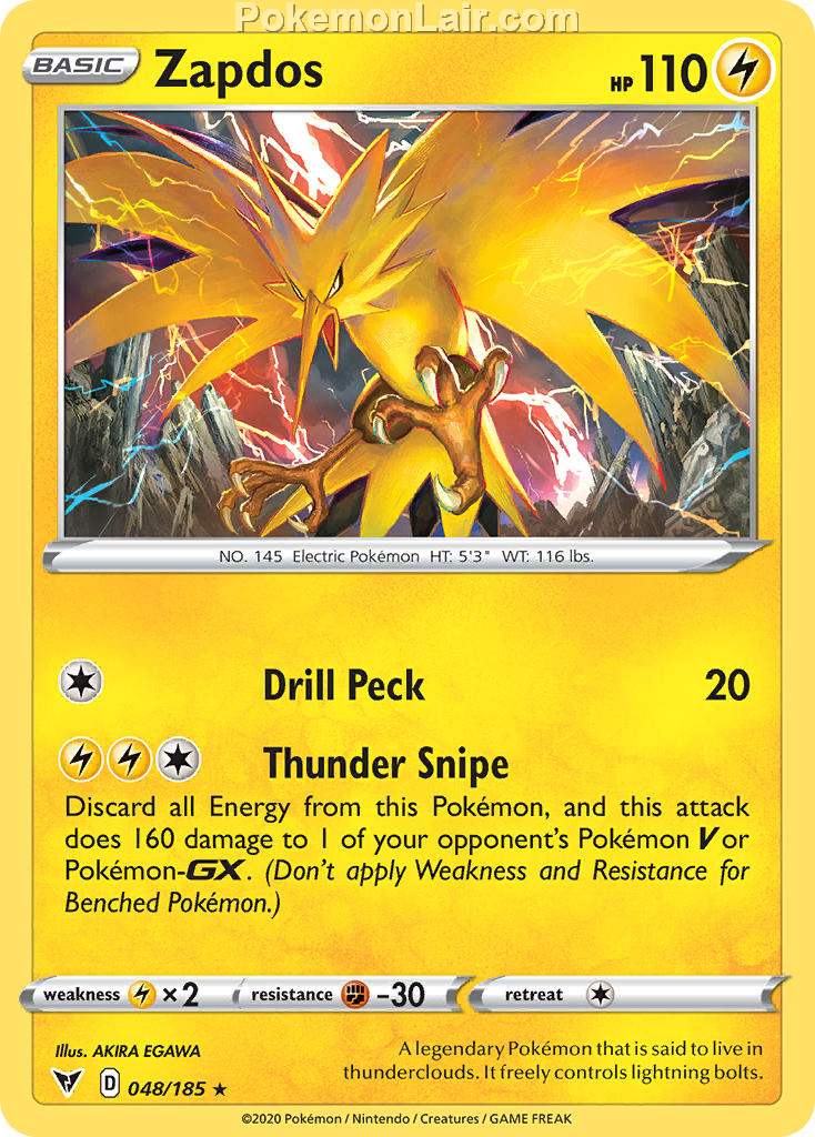 2020 Pokemon Trading Card Game Sword Shield – Vivid Voltage Set List – 48 Zapdos