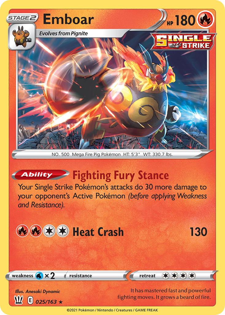 2021 Pokemon Trading Card Game Battle Styles Price List 25 Emboar