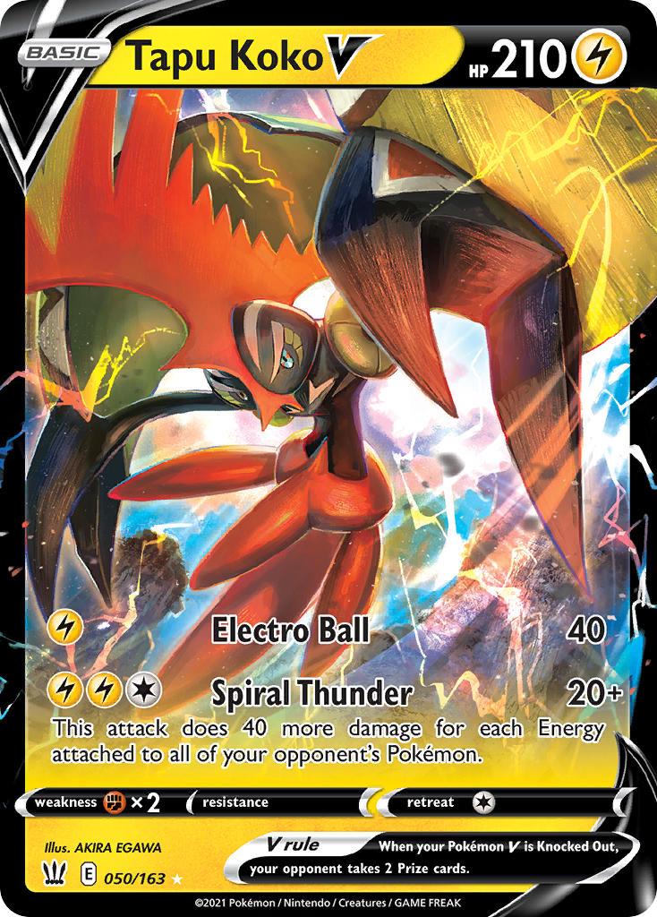 2021 Pokemon Trading Card Game Battle Styles Set List 50 Tapu Koko V