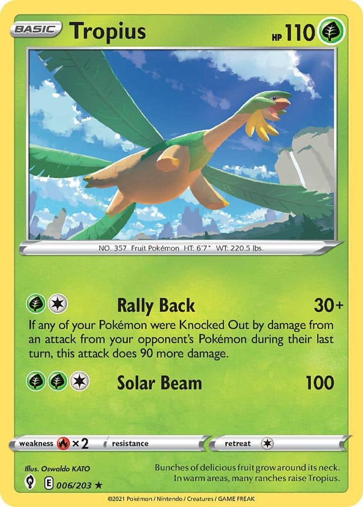 2021 Pokemon Trading Card Game Evolving Skies Price List 006 Tropius