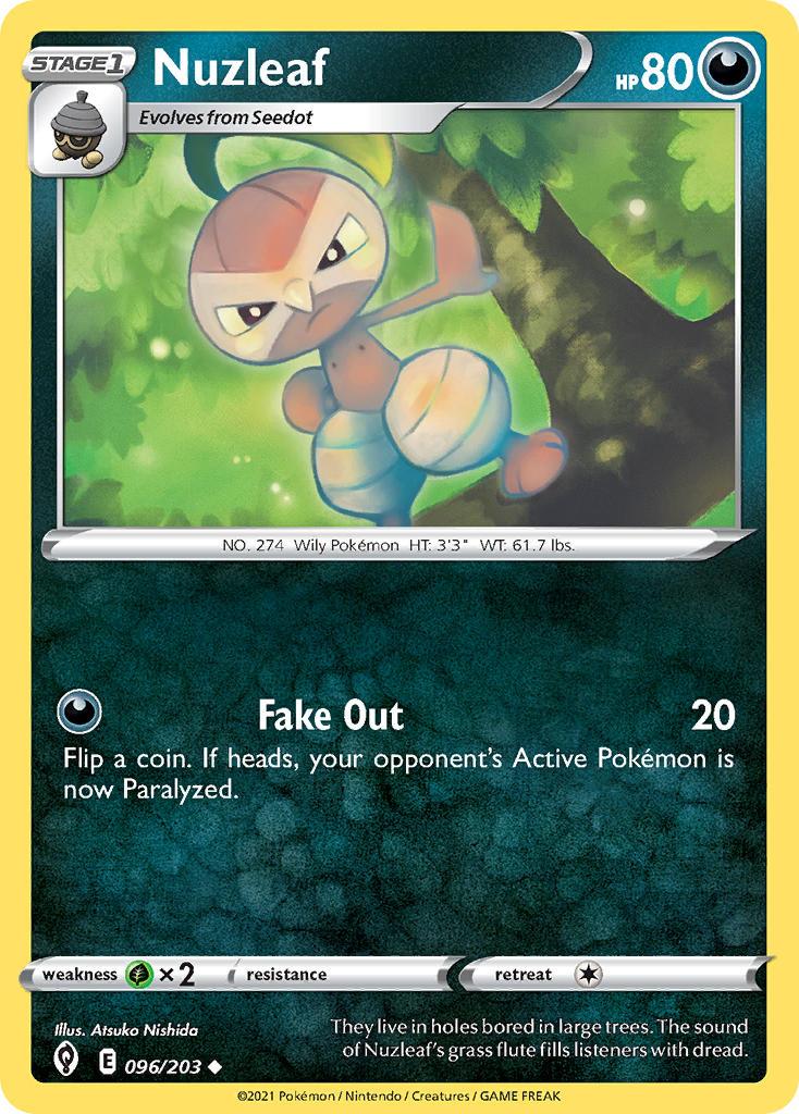 2021 Pokemon Trading Card Game Evolving Skies Price List 096 Nuzleaf