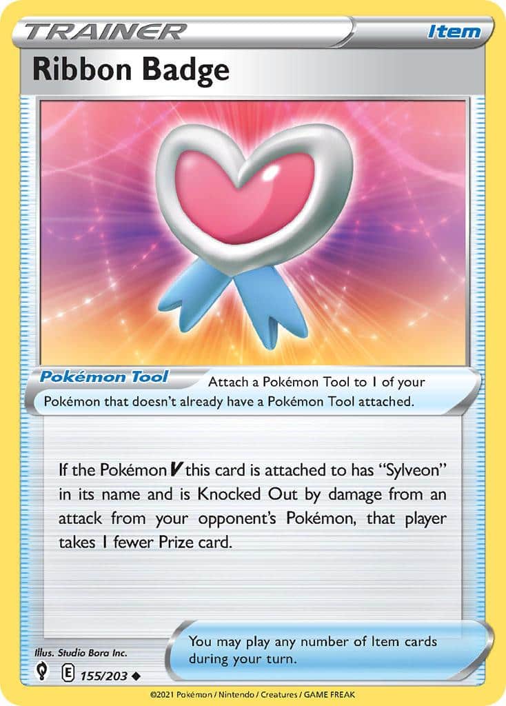 2021 Pokemon Trading Card Game Evolving Skies Price List 155 Ribbon Badge