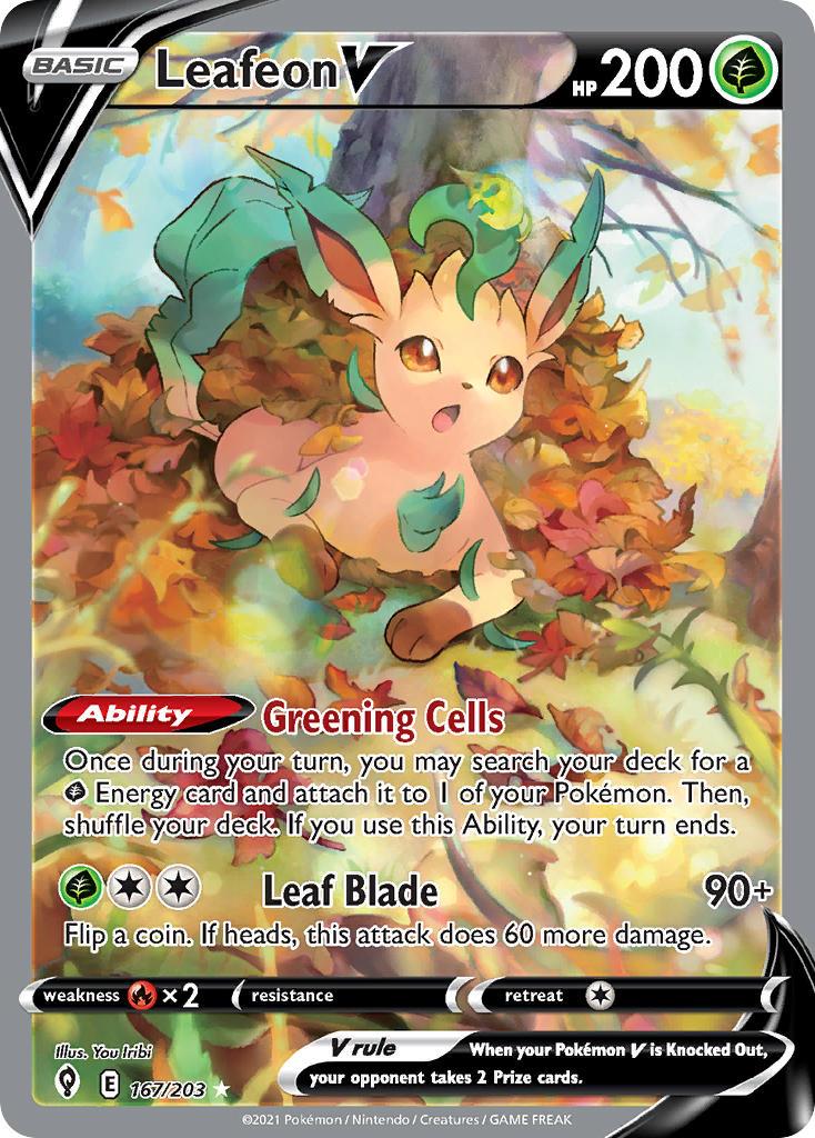 2021 Pokemon Trading Card Game Evolving Skies Price List 167 Leafeon V