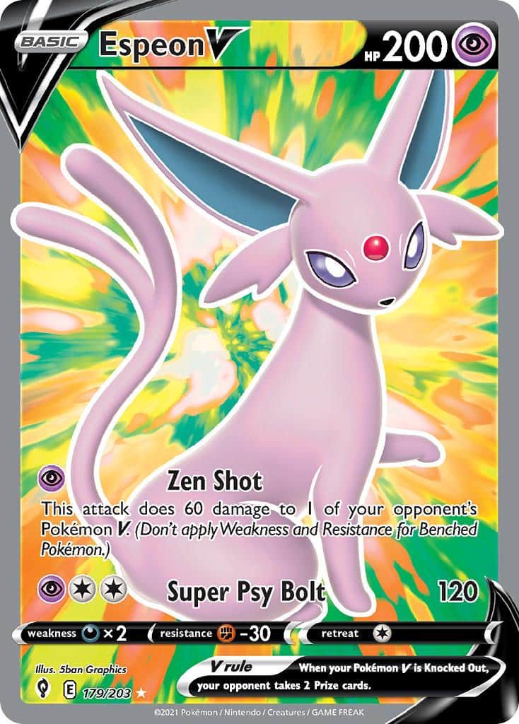 2021 Pokemon Trading Card Game Evolving Skies Price List 179 Espeon V