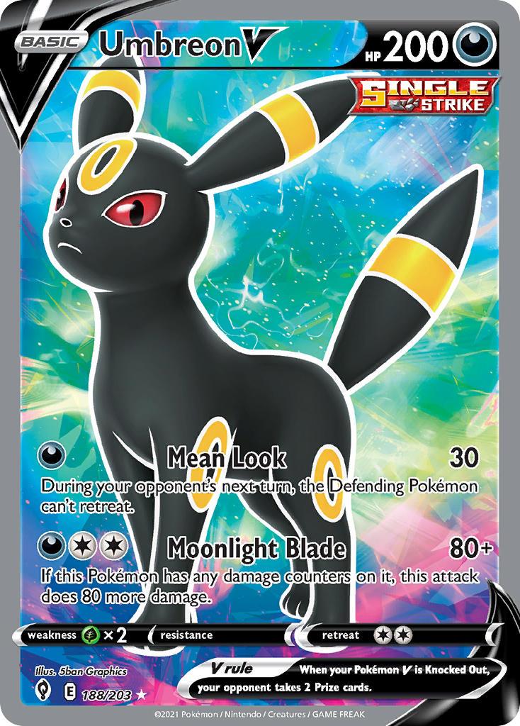 2021 Pokemon Trading Card Game Evolving Skies Price List 188 Umbreon V