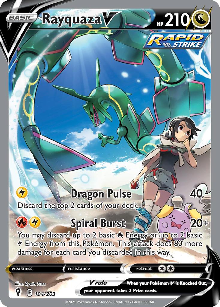 2021 Pokemon Trading Card Game Evolving Skies Price List 194 Rayquaza V