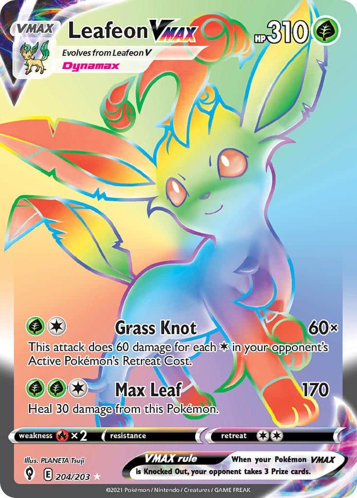 2021 Pokemon Trading Card Game Evolving Skies Price List 204 Leafeon VMAX