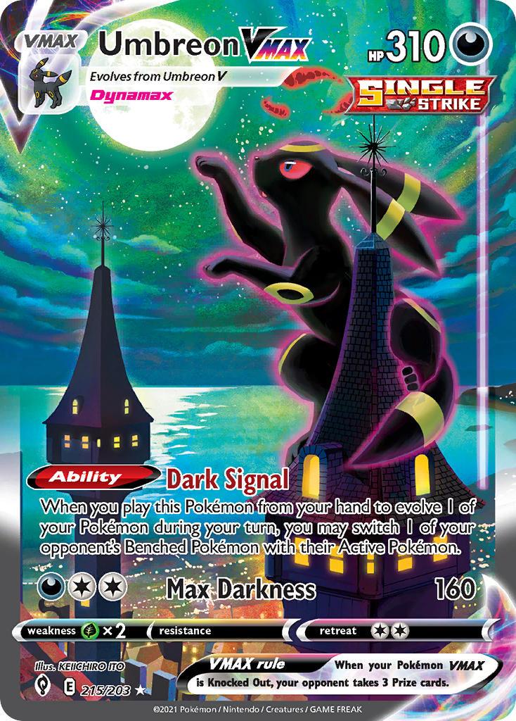 2021 Pokemon Trading Card Game Evolving Skies Price List 215 Umbreon VMAX