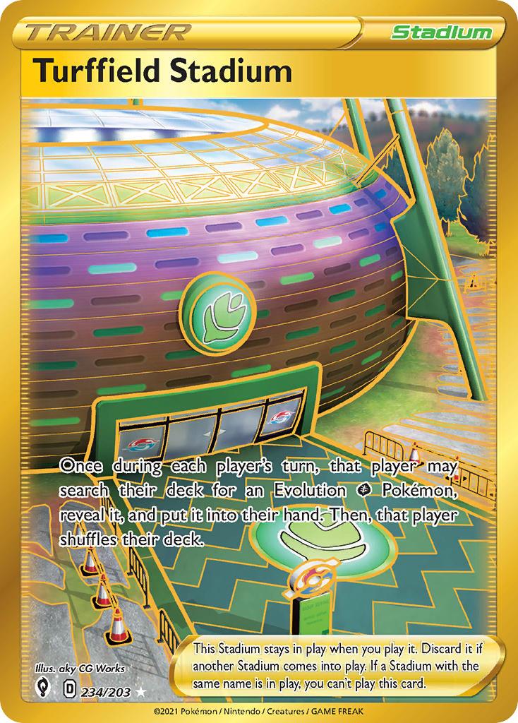 2021 Pokemon Trading Card Game Evolving Skies Price List 234 Turffield Stadium