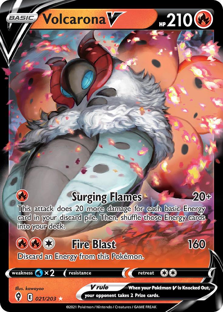 2021 Pokemon Trading Card Game Evolving Skies Set List 021 Volcarona V