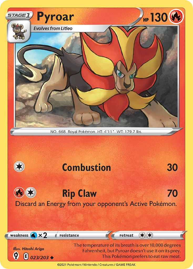 2021 Pokemon Trading Card Game Evolving Skies Set List 023 Pyroar