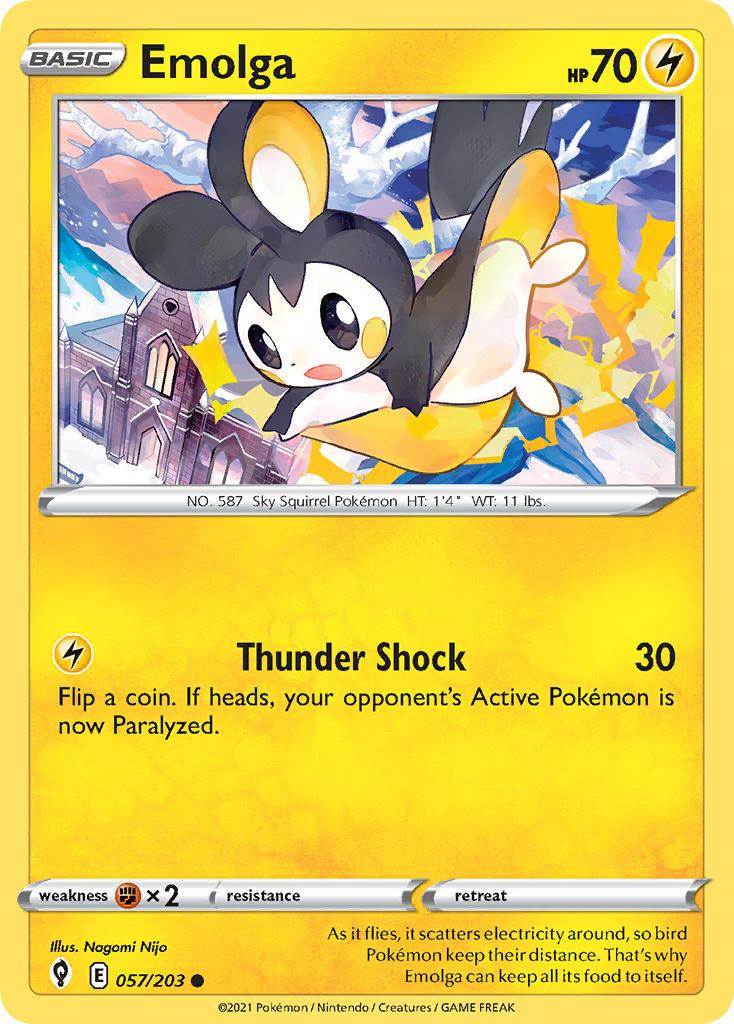 2021 Pokemon Trading Card Game Evolving Skies Set List 057 Emolga