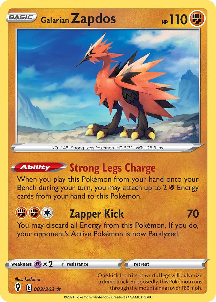 2021 Pokemon Trading Card Game Evolving Skies Set List 082 Galarian Zapdos