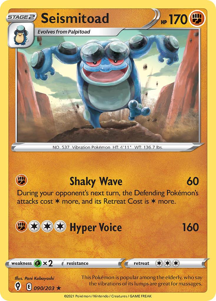 2021 Pokemon Trading Card Game Evolving Skies Set List 090 Seismitoad