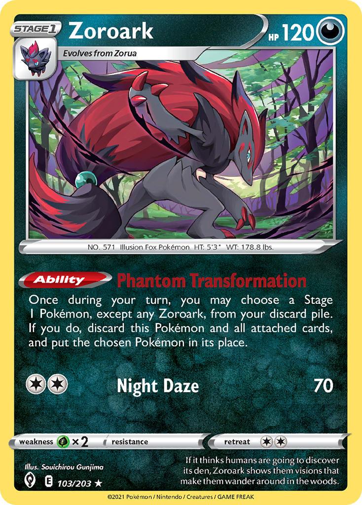 2021 Pokemon Trading Card Game Evolving Skies Set List 103 Zoroark