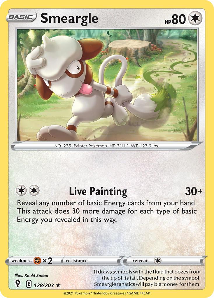 2021 Pokemon Trading Card Game Evolving Skies Set List 128 Smeargle