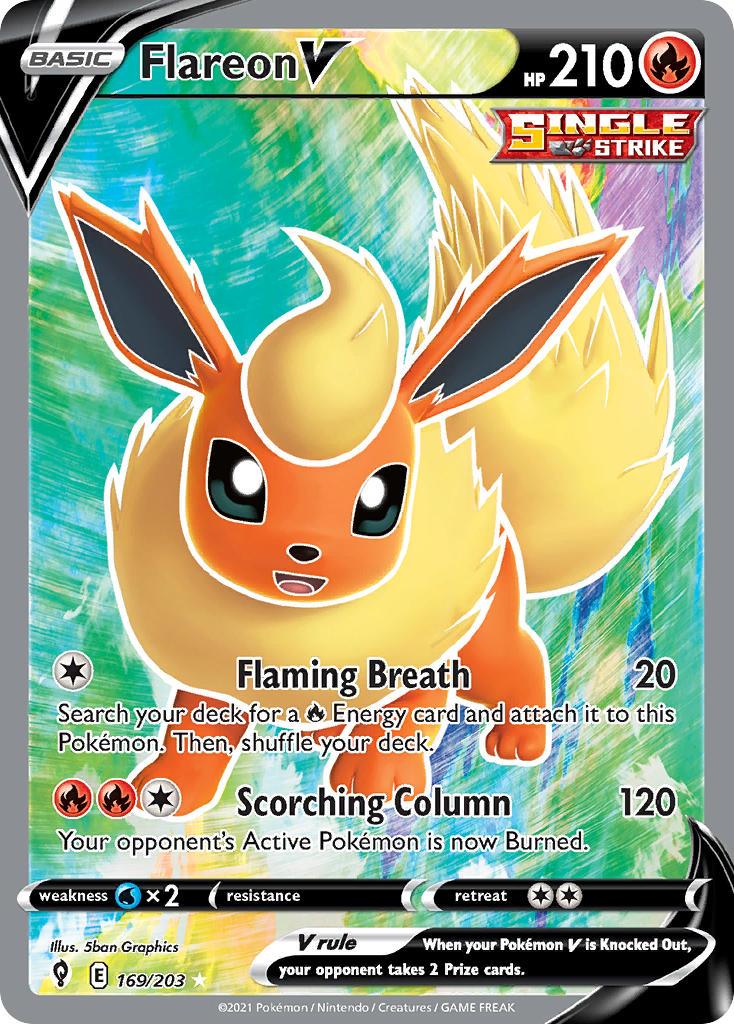 2021 Pokemon Trading Card Game Evolving Skies Set List 169 Flareon V