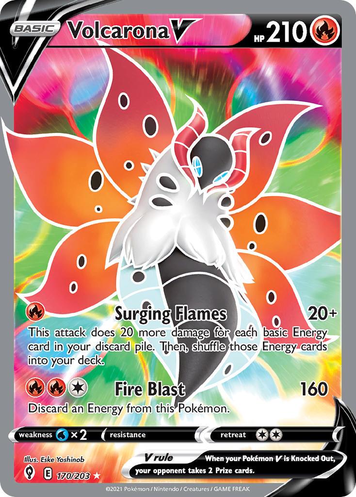 2021 Pokemon Trading Card Game Evolving Skies Set List 170 Volcarona V