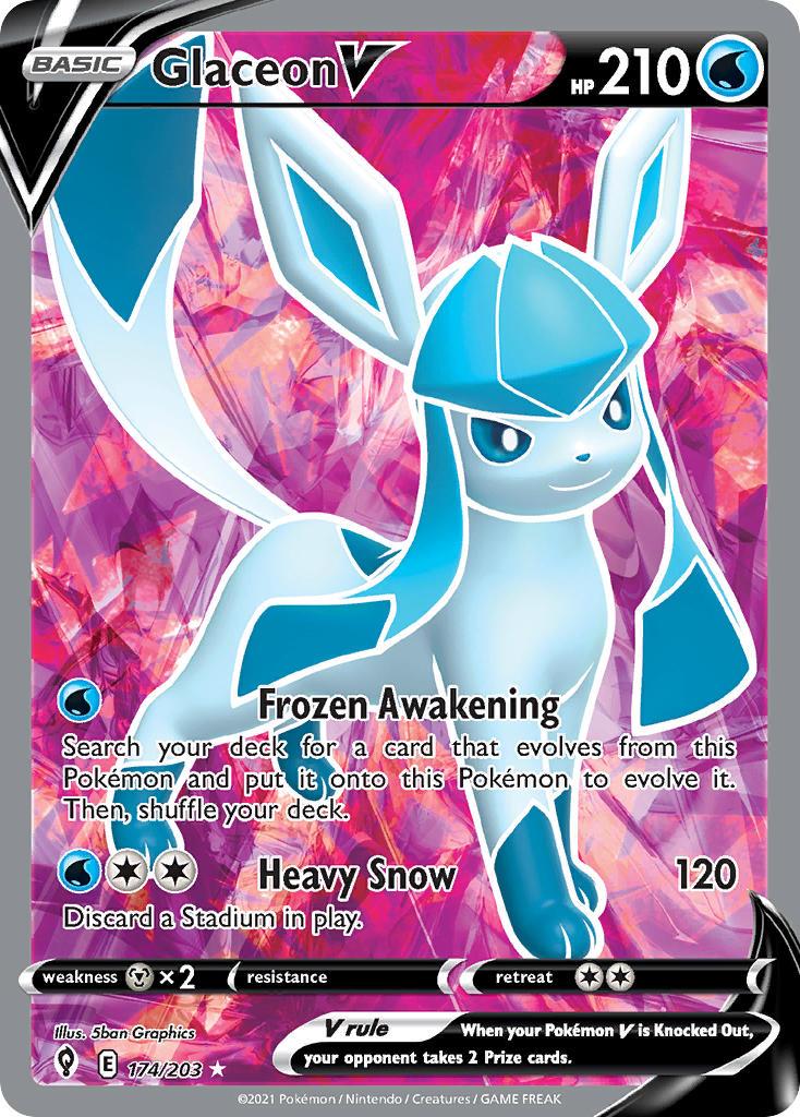 2021 Pokemon Trading Card Game Evolving Skies Set List 174 Glaceon V