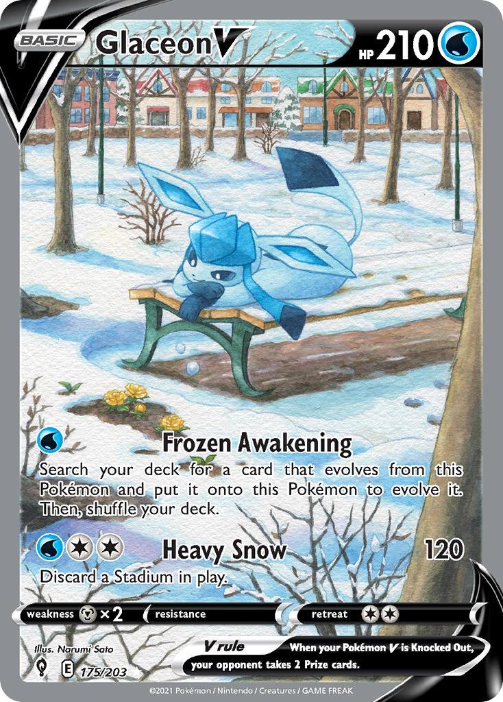 2021 Pokemon Trading Card Game Evolving Skies Set List 175 Glaceon V