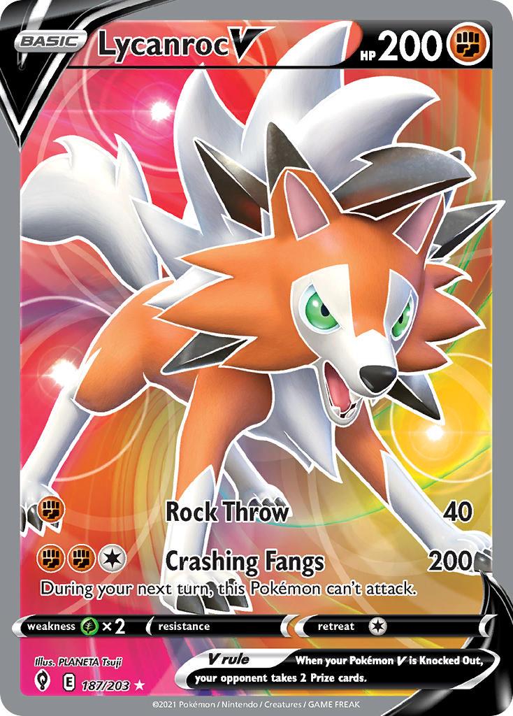 2021 Pokemon Trading Card Game Evolving Skies Set List 187 Lycanroc V