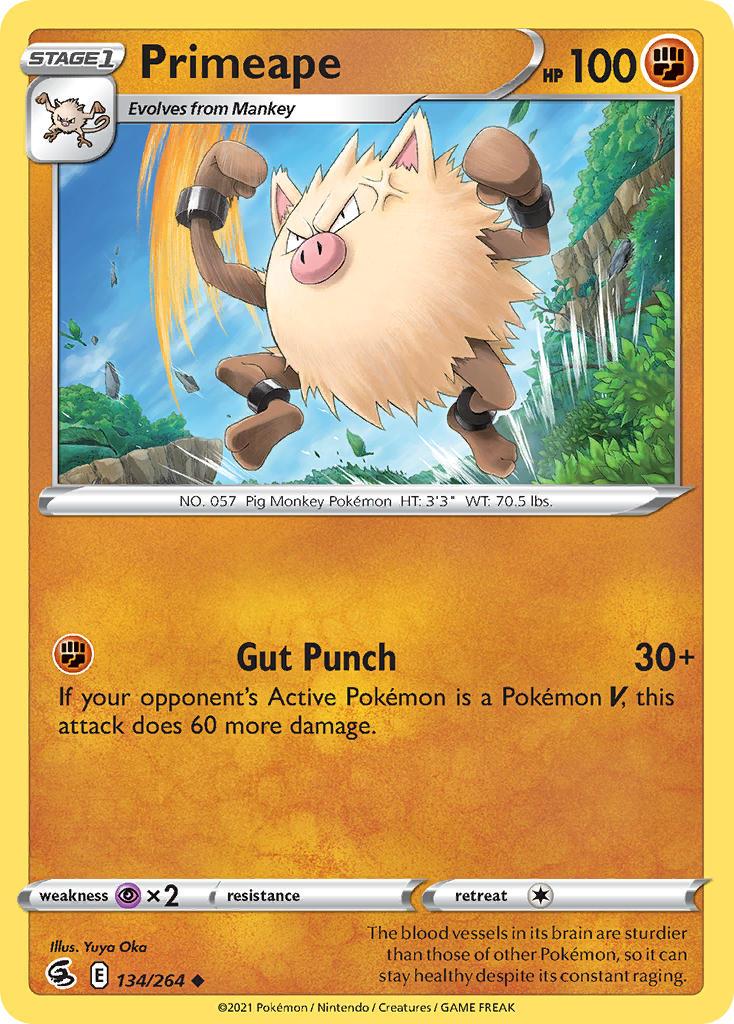 2021 Pokemon Trading Card Game Fusion Strike Price List 134 Primeape