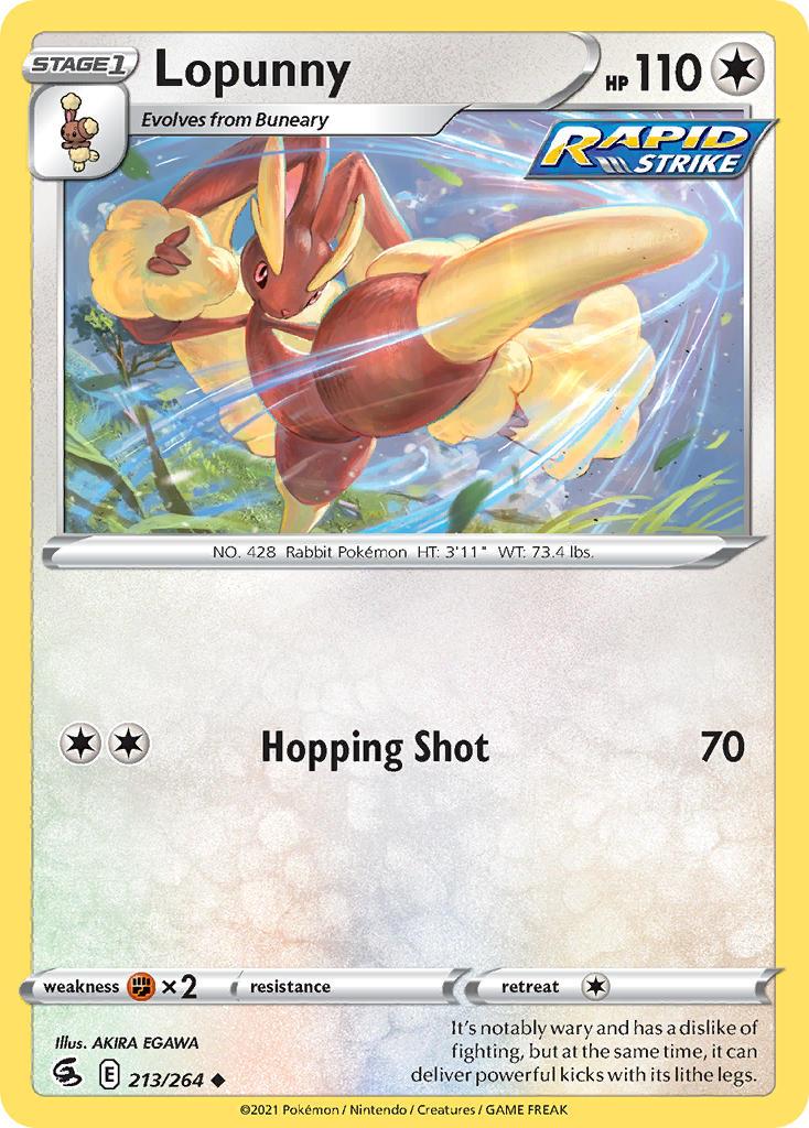 2021 Pokemon Trading Card Game Fusion Strike Price List 213 Lopunny